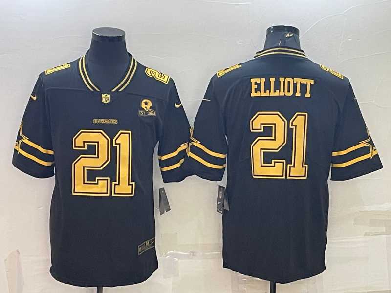 Men's Dallas Cowboys #21 Ezekiel Elliott Black Gold Edition With 1960 Patch Limited Stitched Football Jersey,We sell and wholesale Men's Dallas Cowboys #21 Ezekiel Elliott Black Gold Edition With 1960 Patch Limited Stitched Football Jersey on line form chian!